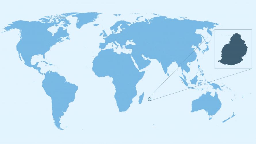 world map with Mauritius